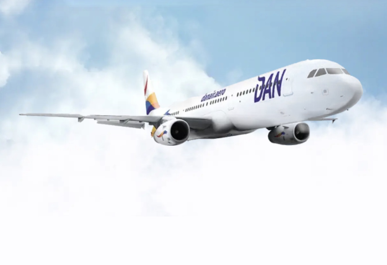 Un Airbus A321 Dan Air în zbor deasupra norilor