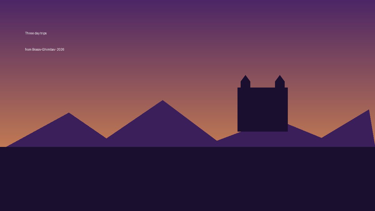 Carpathian mountains and a Transylvanian castle silhouette at dusk