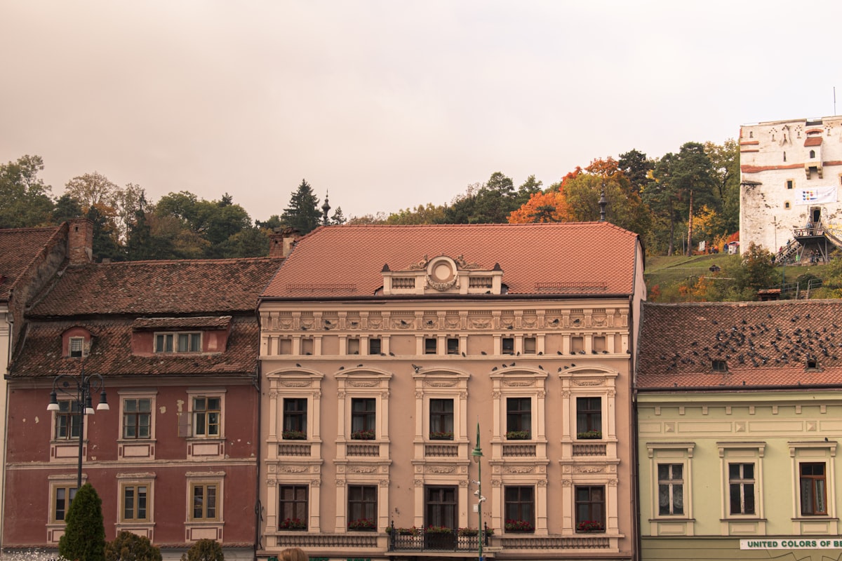 Beautiful buildings in Brașov